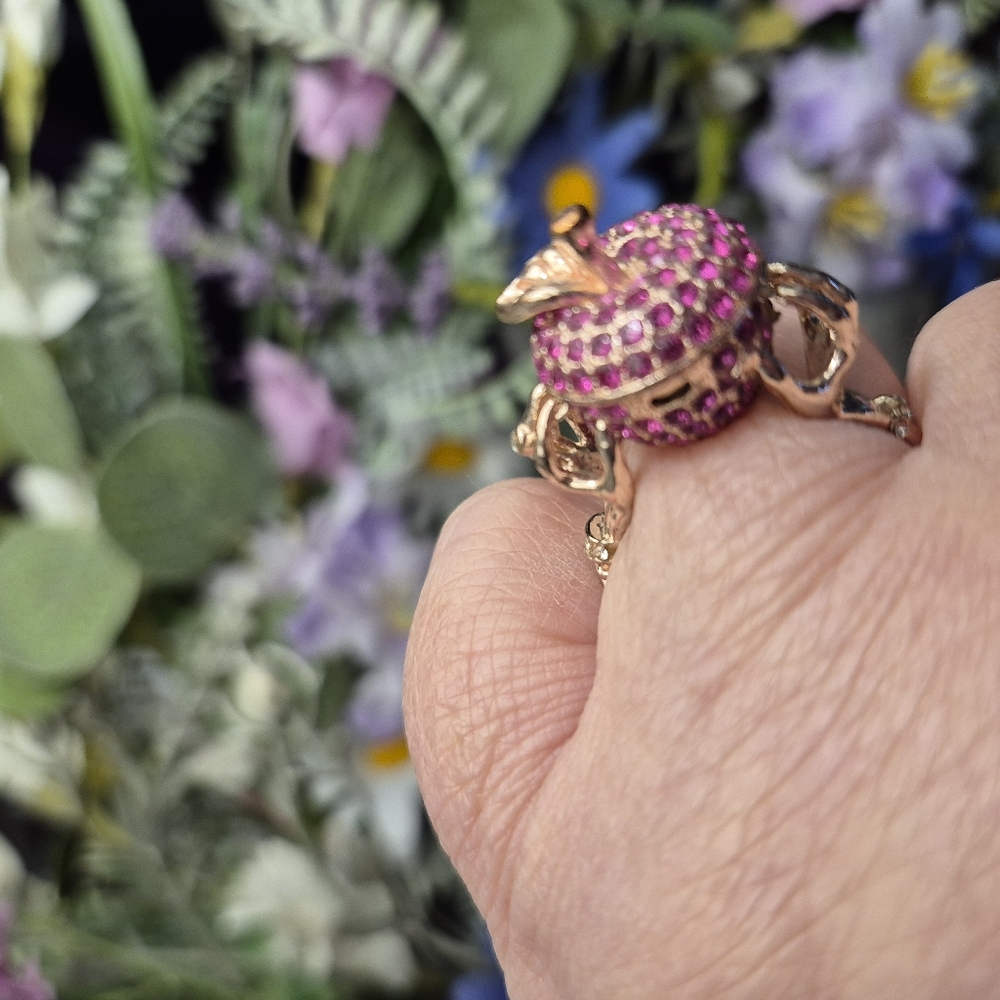 Unique Pink Gemstone Apple Ring - image 1